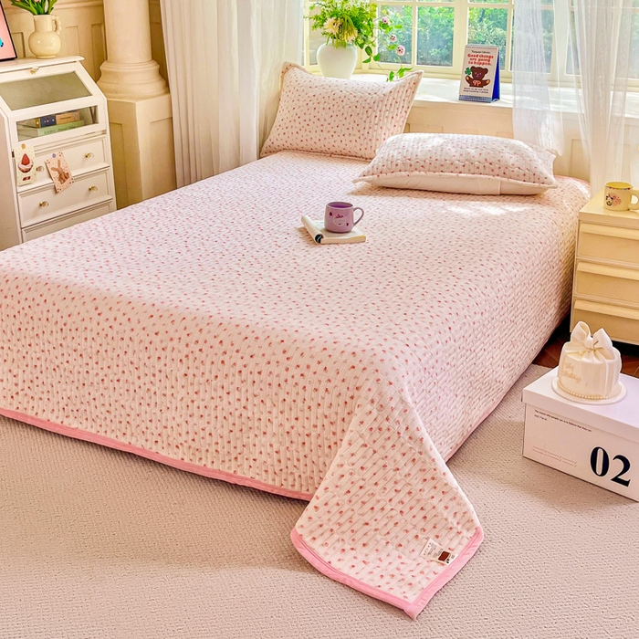 91家纺网 家纺一手货源 找家纺 尚美 2025新款豆豆绒高克重床盖被套四件套 花园