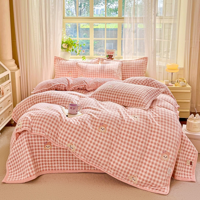 尚美 2025新款豆豆绒高克重床盖被套四件套 可爱狗