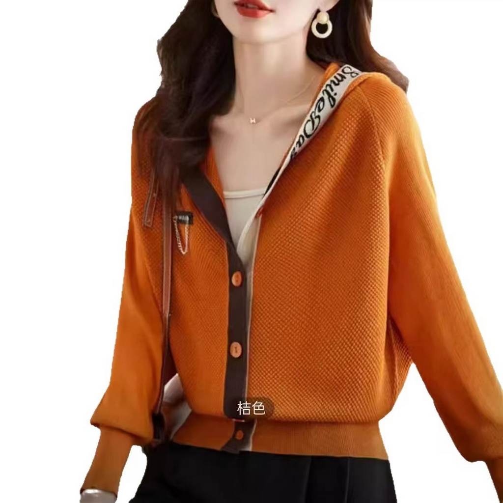 91家纺网 家纺一手货源 找家纺 （总）洛兰沙家居馆 只代发秋冬外套女2025年新款设计感小众休闲连帽蝙蝠袖针织开衫短款上衣