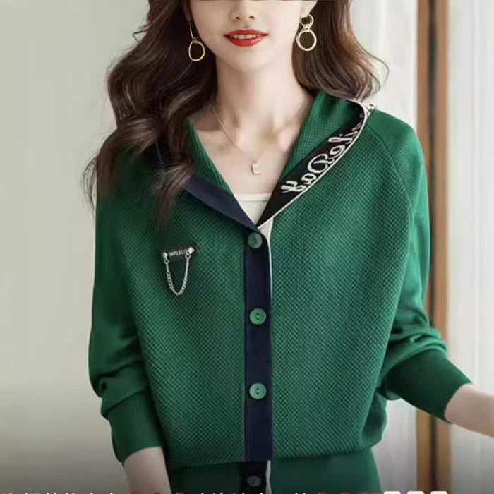 91家纺网 家纺一手货源 找家纺 （总）洛兰沙家居馆 只代发秋冬外套女2025年新款设计感小众休闲连帽蝙蝠袖针织开衫短款上衣