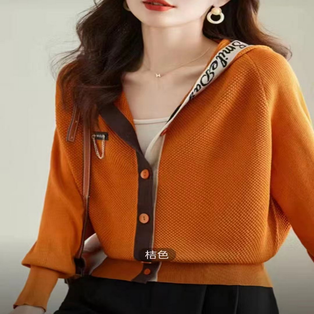 91家纺网 家纺一手货源 找家纺 （总）洛兰沙家居馆 只代发秋冬外套女2025年新款设计感小众休闲连帽蝙蝠袖针织开衫短款上衣