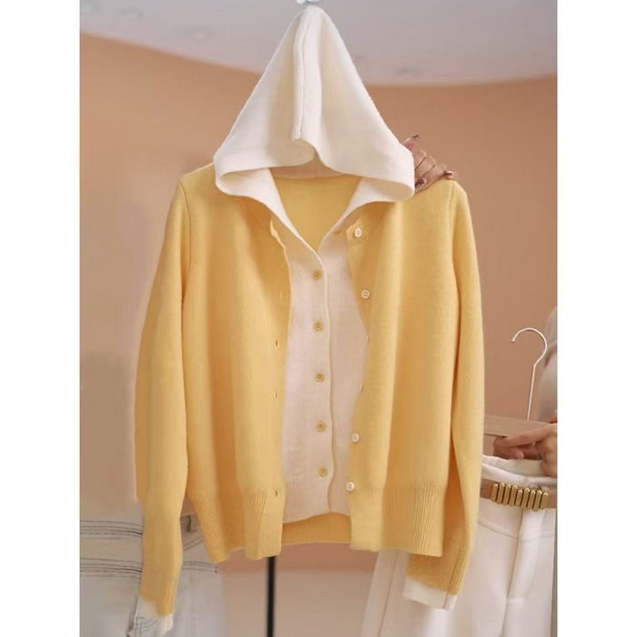 91家纺网 家纺一手货源 找家纺 （总）洛兰沙家居馆 只代发新款假两件撞色针织衫女春秋新款毛衣开衫叠穿设计感百搭长袖上衣