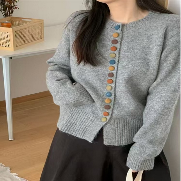 91家纺网 家纺一手货源 找家纺 （总）洛兰沙家居馆 只代发小香风毛衣女春秋慵懒可爱甜美蕾丝V领针织开衫短款外套温柔上衣