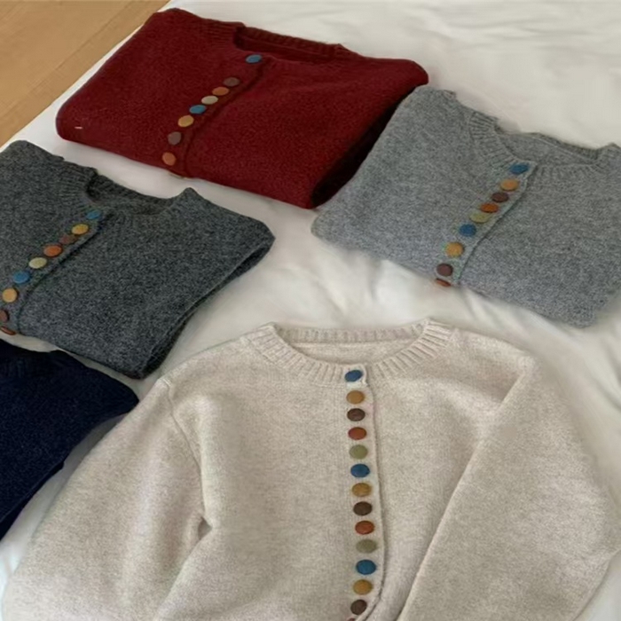 91家纺网 家纺一手货源 找家纺 （总）洛兰沙家居馆 只代发小香风毛衣女春秋慵懒可爱甜美蕾丝V领针织开衫短款外套温柔上衣