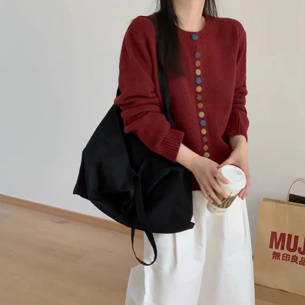 （总）洛兰沙家居馆 只代发小香风毛衣女春秋慵懒可爱甜美蕾丝V领针织开衫短款外套温柔上衣