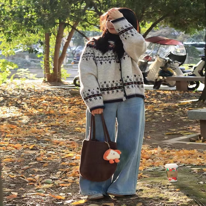 91家纺网 家纺一手货源 找家纺 （总）洛兰沙家居馆 只代发欧洲站2025秋季新休闲款毛衣外套重工立体花朵单排扣宽松软糯针织开衫