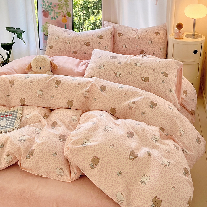 91家纺网 家纺一手货源 找家纺 瑞莱 2025新款秋冬网红款棉加绒四件套 豹纹KT