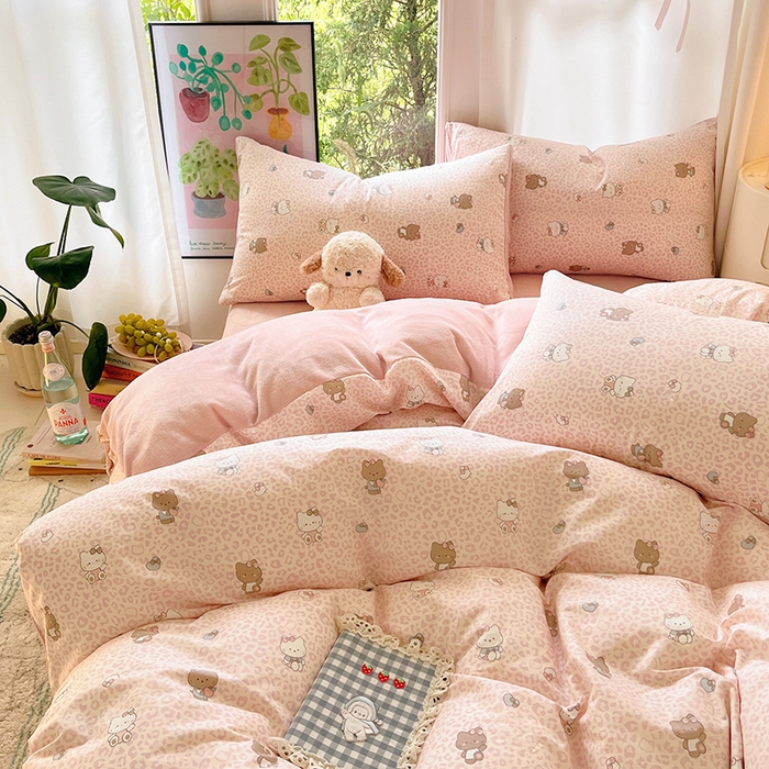 91家纺网 家纺一手货源 找家纺 瑞莱 2025新款秋冬网红款棉加绒四件套 豹纹KT