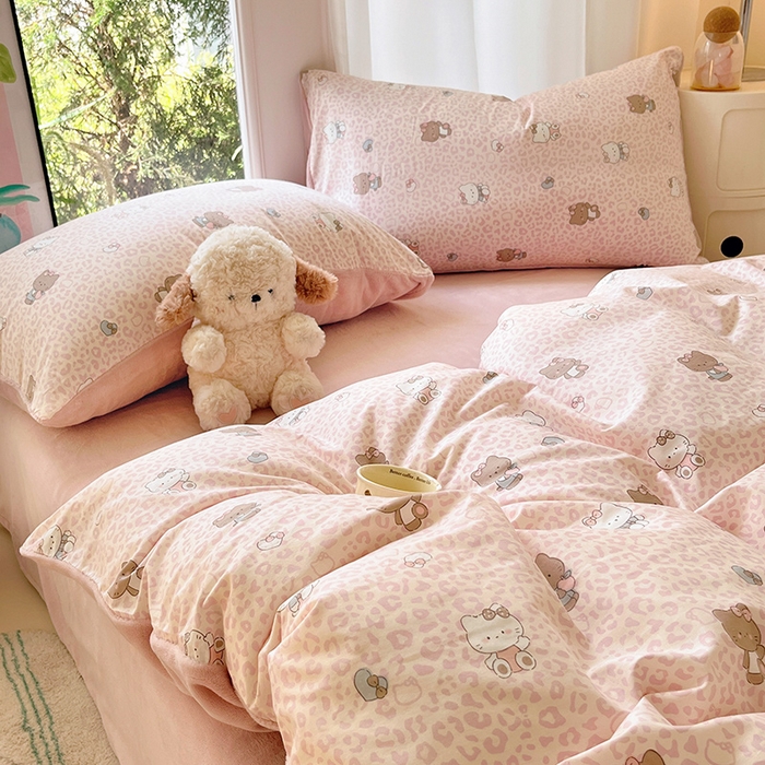 91家纺网 家纺一手货源 找家纺 瑞莱 2025新款秋冬网红款棉加绒四件套 豹纹KT