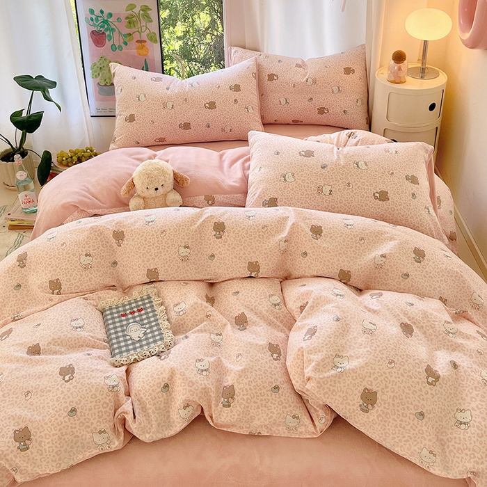 瑞莱 2025新款秋冬网红款棉加绒四件套 豹纹KT