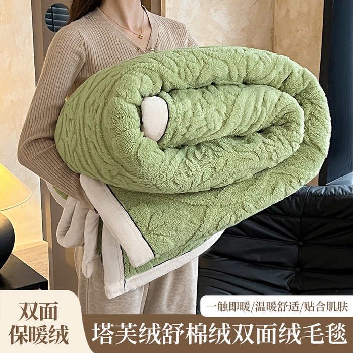 91家纺网 家纺一手货源 找家纺 （总）莱家富 2025新款塔芙绒舒棉绒单层毯-繁花系列（可供跨境外贸抽空压缩爆款首选）