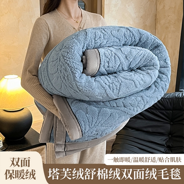 91家纺网 家纺一手货源 找家纺 （总）莱家富 2025新款塔芙绒舒棉绒单层毯-繁花系列（可供跨境外贸抽空压缩爆款首选）