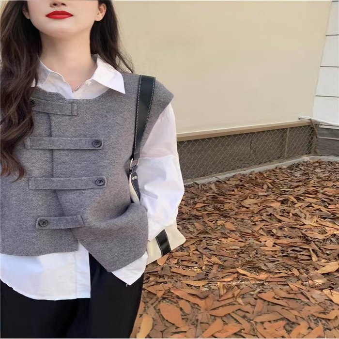 91家纺网 家纺一手货源 找家纺 （总）洛兰沙家居馆 只代发专柜撤回大牌剪标女装立体大横扣圆领针织马甲女秋季高级感外穿背心