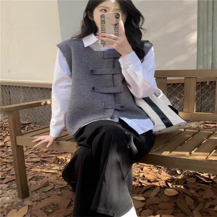 91家纺网 家纺一手货源 找家纺 （总）洛兰沙家居馆 只代发专柜撤回大牌剪标女装立体大横扣圆领针织马甲女秋季高级感外穿背心