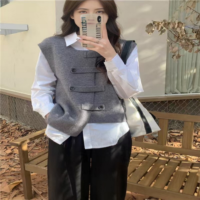 91家纺网 家纺一手货源 找家纺 （总）洛兰沙家居馆 只代发专柜撤回大牌剪标女装立体大横扣圆领针织马甲女秋季高级感外穿背心