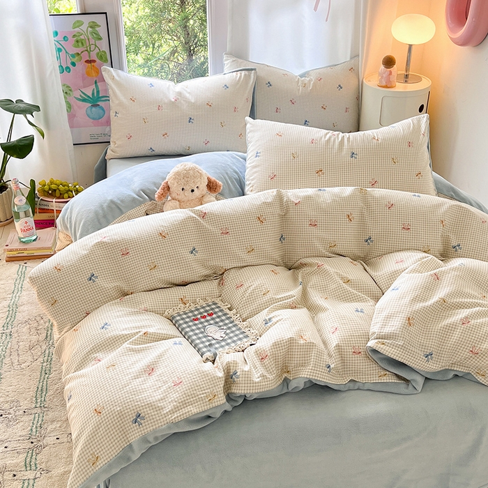 91家纺网 家纺一手货源 找家纺 瑞莱 2025新款秋冬网红款棉加绒四件套 简约蝴蝶结