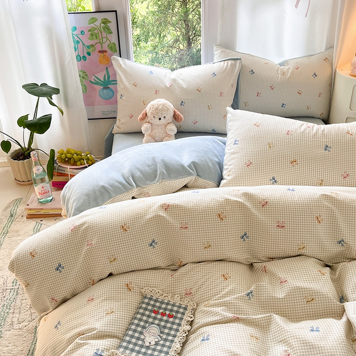 91家纺网 家纺一手货源 找家纺 瑞莱 2025新款秋冬网红款棉加绒四件套 简约蝴蝶结