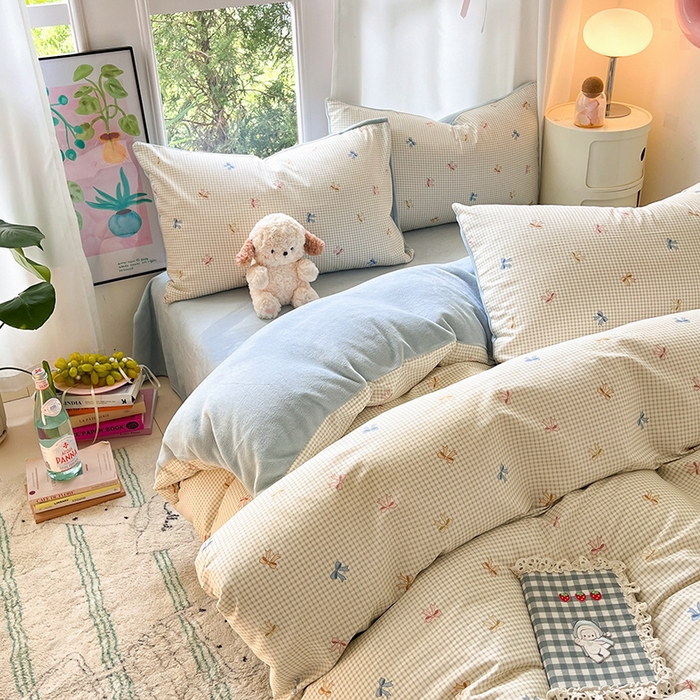 91家纺网 家纺一手货源 找家纺 瑞莱 2025新款秋冬网红款棉加绒四件套 简约蝴蝶结