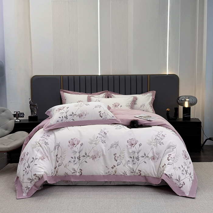 乐蔻家纺 2025新款全棉拼边陶瓷生态磨毛四件套 余生浅茉 米