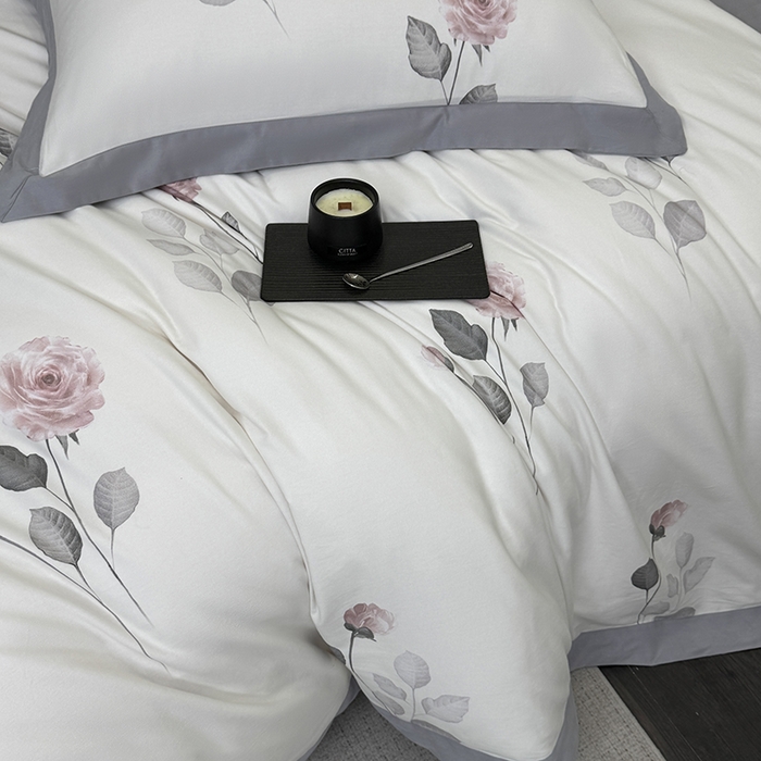 91家纺网 家纺一手货源 找家纺 （总）乐蔻家纺 2025新款全棉拼边陶瓷生态磨毛四件套