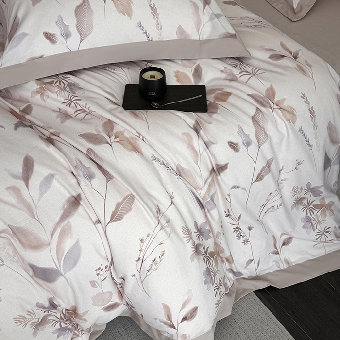 91家纺网 家纺一手货源 找家纺 乐蔻家纺 2025新款全棉拼边陶瓷生态磨毛四件套 浅梦 米驼