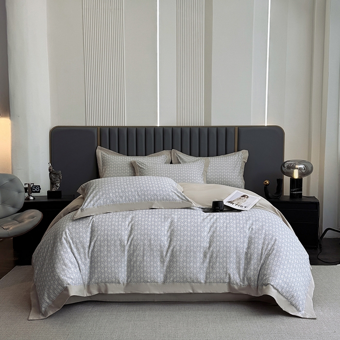 乐蔻家纺 2025新款全棉拼边陶瓷生态磨毛四件套 梦园 绿