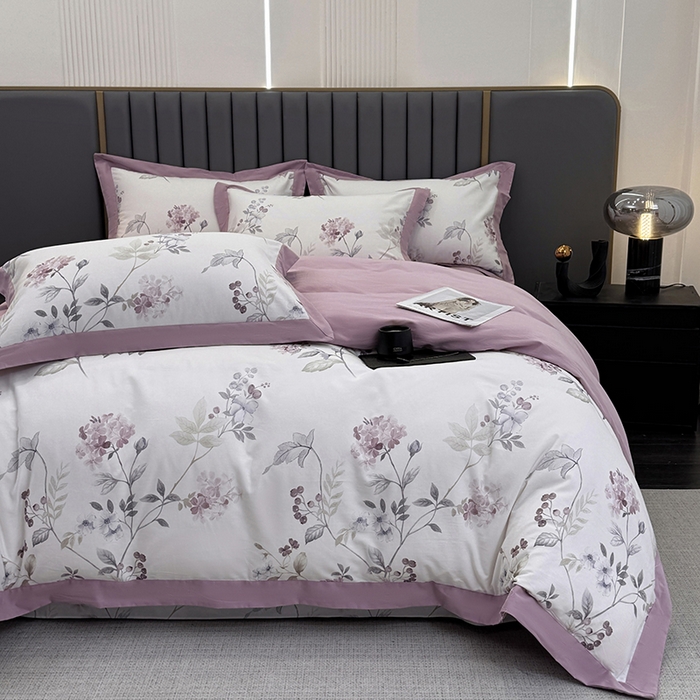 91家纺网 家纺一手货源 找家纺 乐蔻家纺 2025新款全棉拼边陶瓷生态磨毛四件套 余生浅茉 米