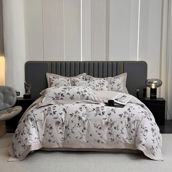 91家纺网 家纺一手货源 找家纺 乐蔻家纺 2025新款全棉拼边陶瓷生态磨毛四件套 悦野 米