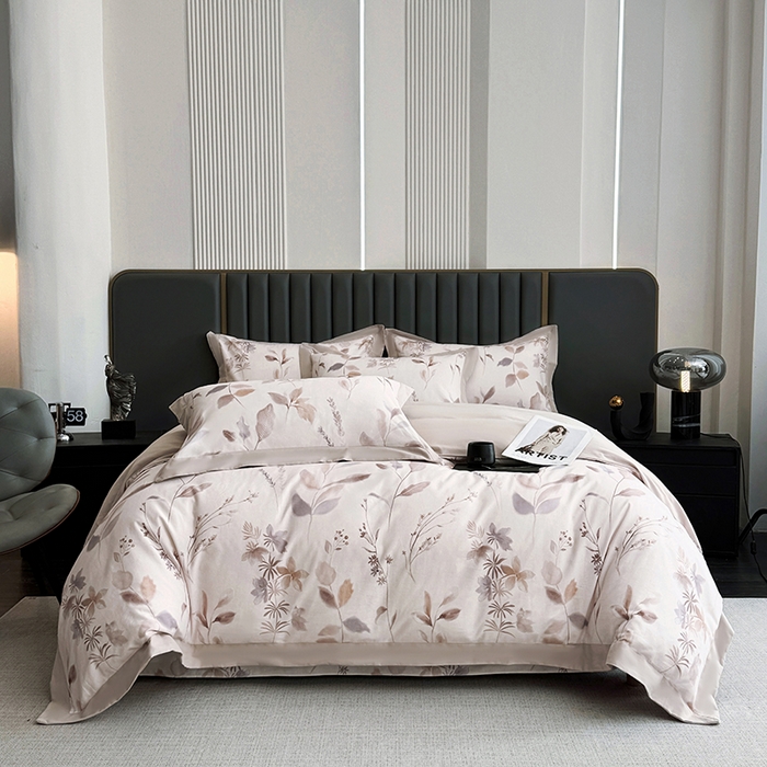 91家纺网 家纺一手货源 找家纺 （总）乐蔻家纺 2025新款全棉拼边陶瓷生态磨毛四件套