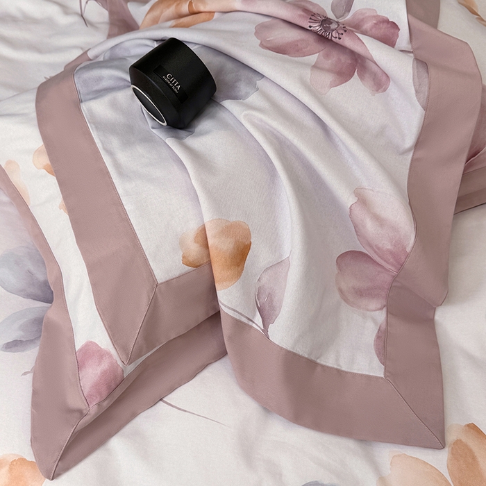 91家纺网 家纺一手货源 找家纺 乐蔻家纺 2025新款全棉拼边陶瓷生态磨毛四件套 花棠 米