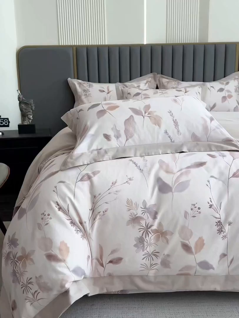 91家纺网 家纺一手货源 找家纺 乐蔻家纺 2025新款全棉拼边陶瓷生态磨毛四件套 梦园 绿