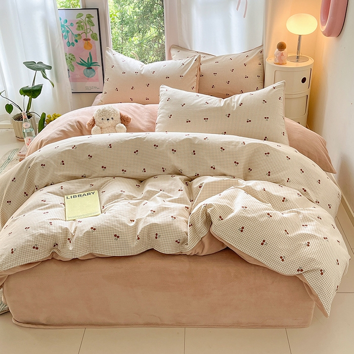 瑞莱 2025新款秋冬网红款棉加绒四件套 棉绒樱姿