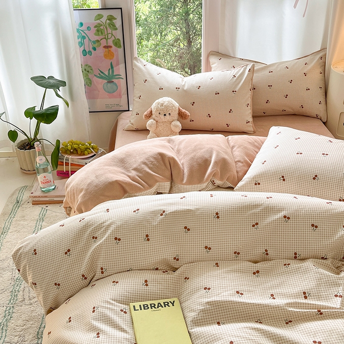 91家纺网 家纺一手货源 找家纺 瑞莱 2025新款秋冬网红款棉加绒四件套 棉绒樱姿