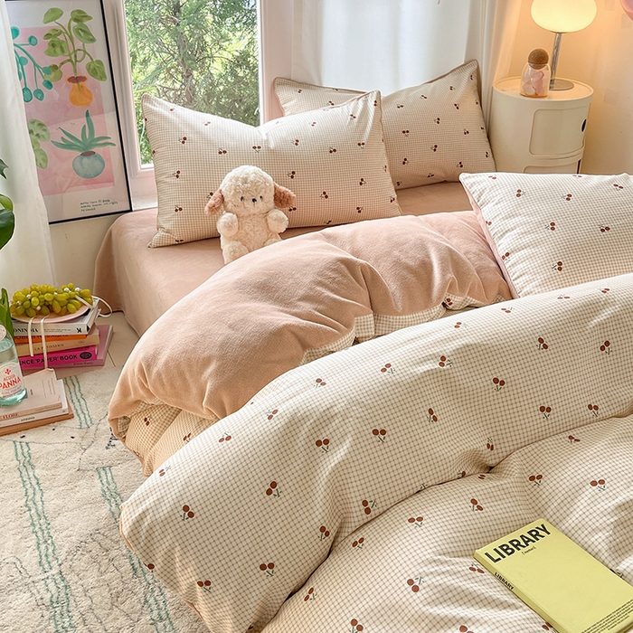 91家纺网 家纺一手货源 找家纺 瑞莱 2025新款秋冬网红款棉加绒四件套 棉绒樱姿