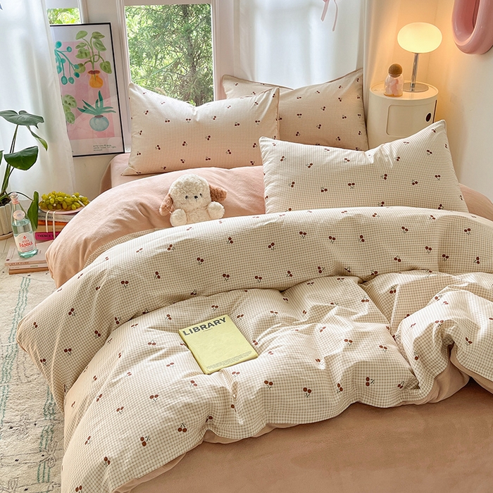 91家纺网 家纺一手货源 找家纺 瑞莱 2025新款秋冬网红款棉加绒四件套 棉绒樱姿