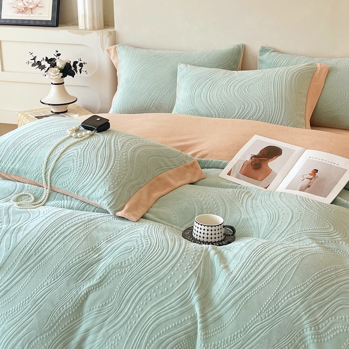 91家纺网 家纺一手货源 找家纺 （总）乐蔻家纺 2025新款欧式烂花牛奶绒四件套-弗洛