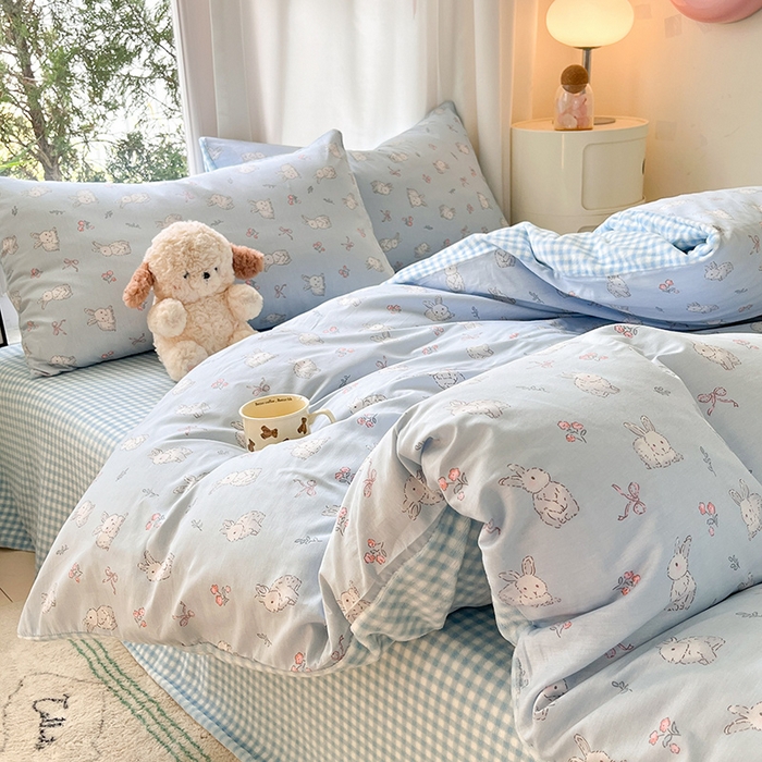 91家纺网 家纺一手货源 找家纺 瑞莱 2025新款秋冬网红款棉加绒四件套 玉兔仙子