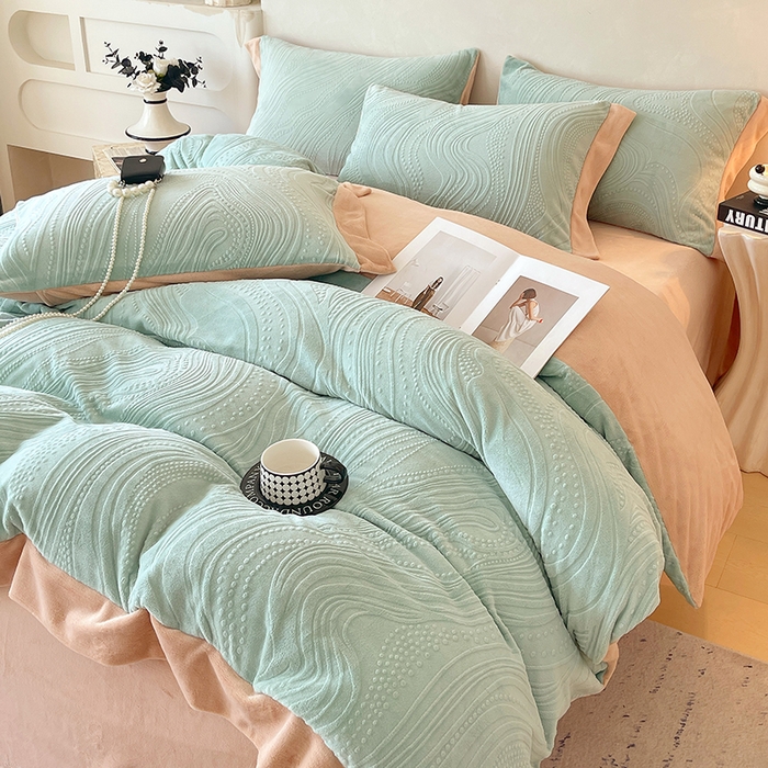 91家纺网 家纺一手货源 找家纺 （总）乐蔻家纺 2025新款欧式烂花牛奶绒四件套-弗洛