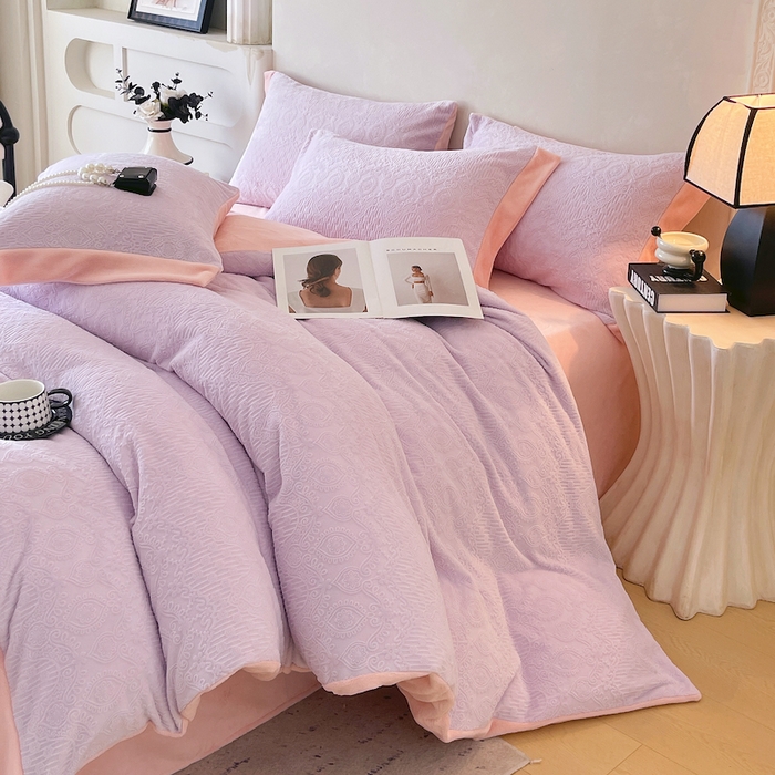 91家纺网 家纺一手货源 找家纺 （总）乐蔻家纺 2025新款欧式烂花牛奶绒四件套-艾拉