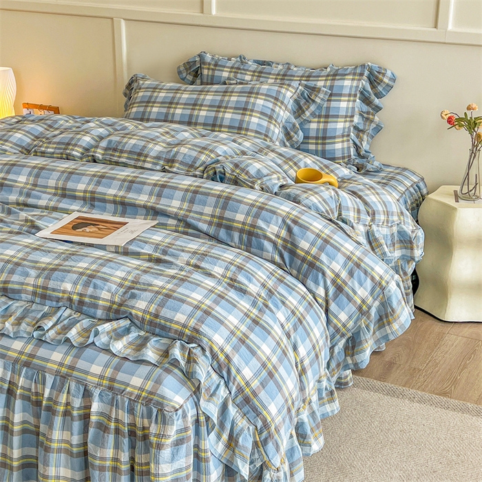 91家纺网 家纺一手货源 找家纺 （总）糯米猪家纺 2024新款全棉水洗棉床裙四件套