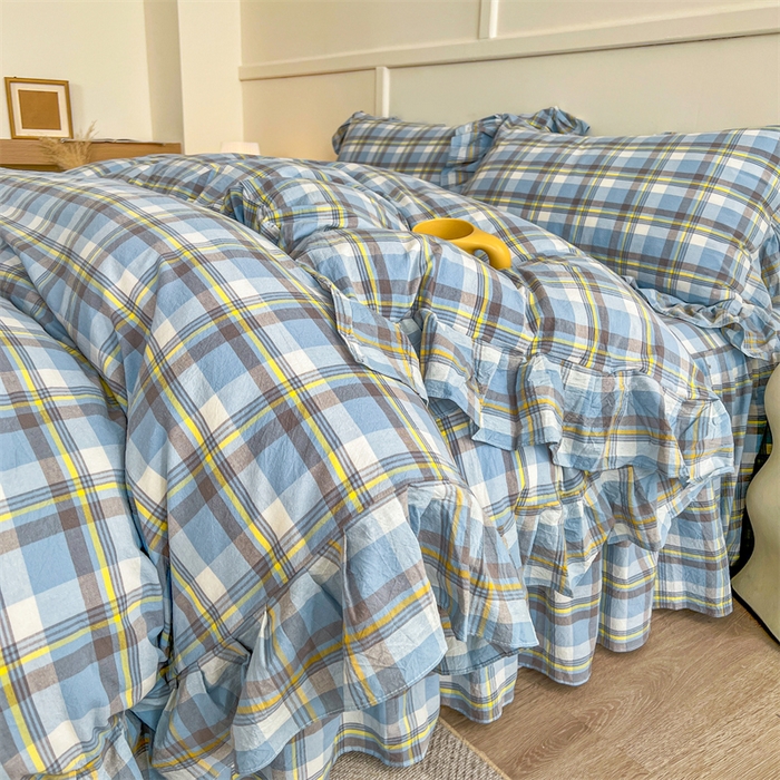 91家纺网 家纺一手货源 找家纺 （总）糯米猪家纺 2024新款全棉水洗棉床裙四件套