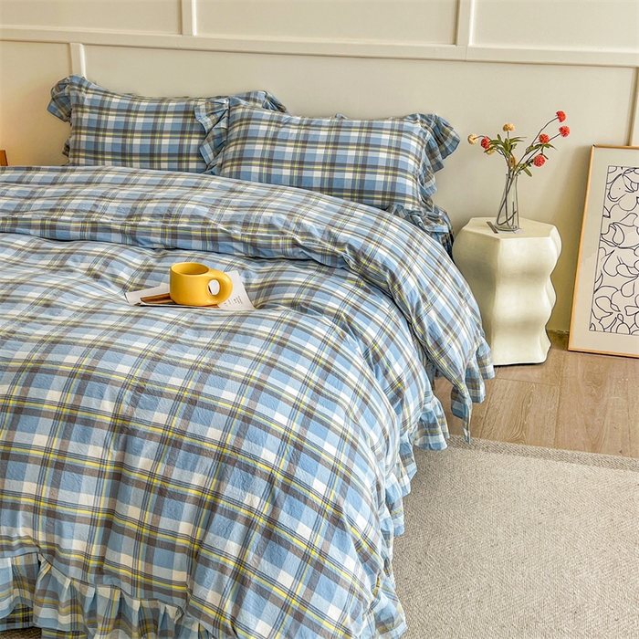 91家纺网 家纺一手货源 找家纺 （总）糯米猪家纺 2024新款全棉水洗棉床裙四件套