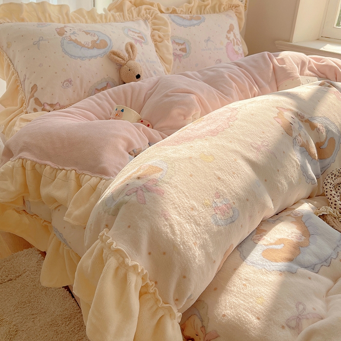 91家纺网 家纺一手货源 找家纺 （总）瑞莱 上新2025年秋冬新款A类200克牛奶绒卡通印花四件套