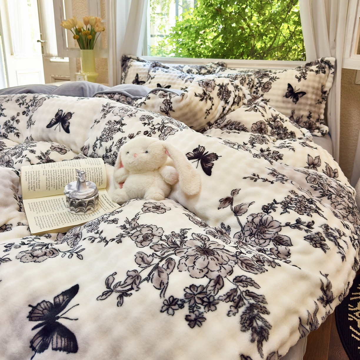 梦莱斯 2025秋冬新款高克重牛奶绒四件套 奥黛丽