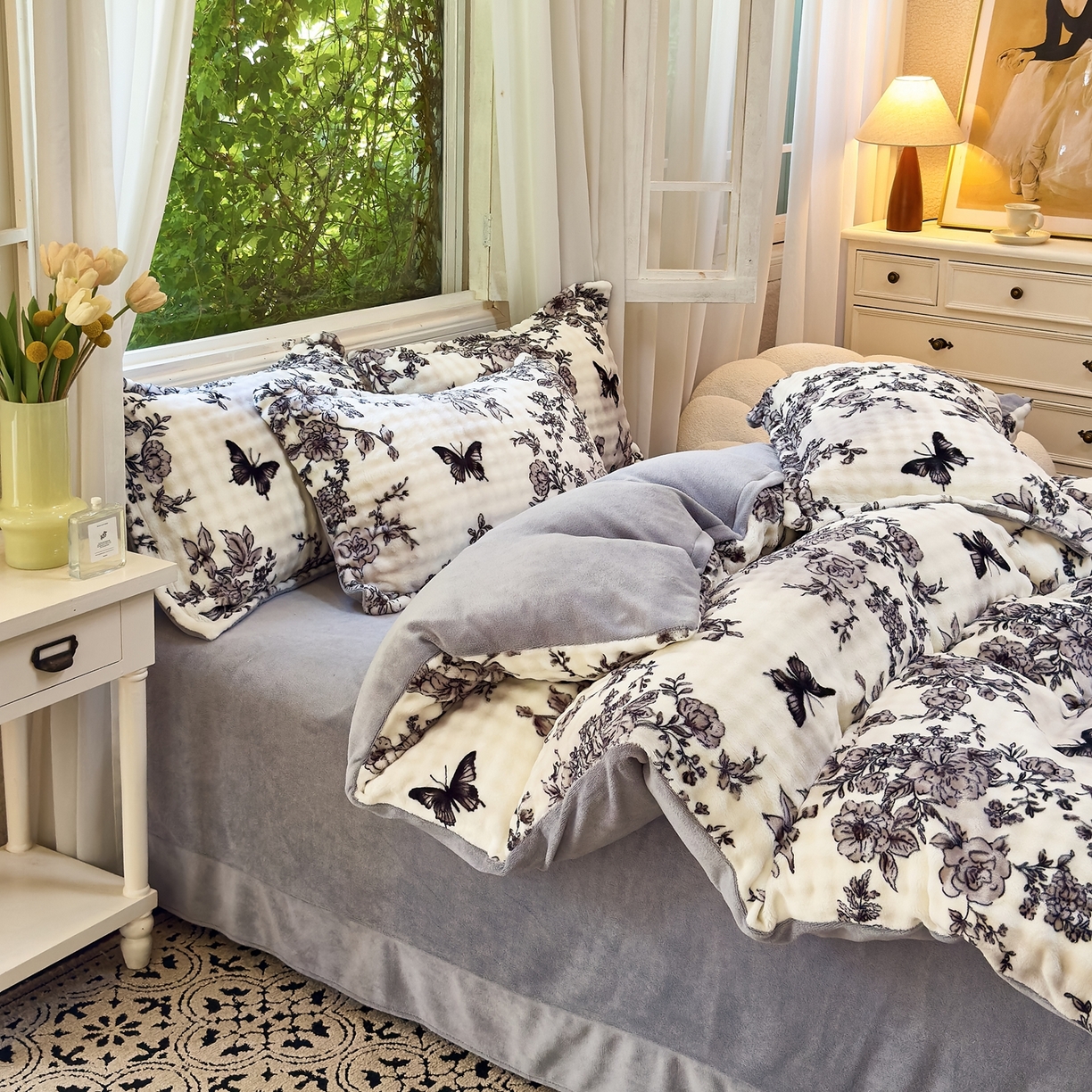 91家纺网 家纺一手货源 找家纺 梦莱斯 2025秋冬新款高克重牛奶绒四件套 奥黛丽