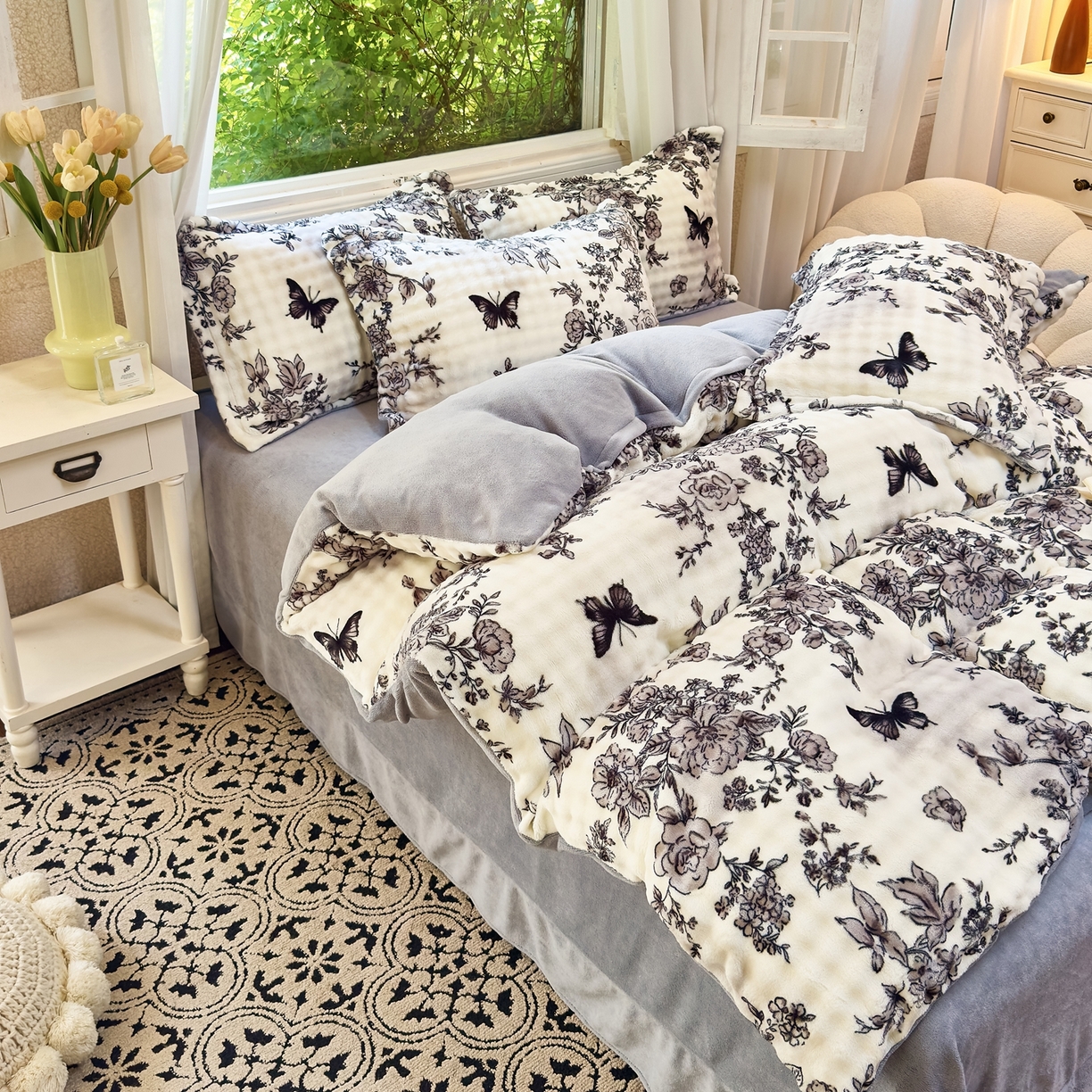 91家纺网 家纺一手货源 找家纺 梦莱斯 2025秋冬新款高克重牛奶绒四件套 奥黛丽