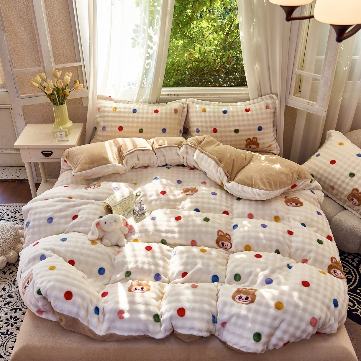 91家纺网 家纺一手货源 找家纺 梦莱斯 2025秋冬新款高克重牛奶绒四件套 布布