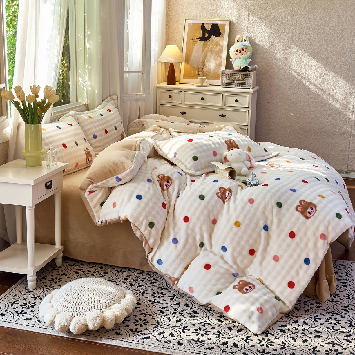 91家纺网 家纺一手货源 找家纺 梦莱斯 2025秋冬新款高克重牛奶绒四件套 布布