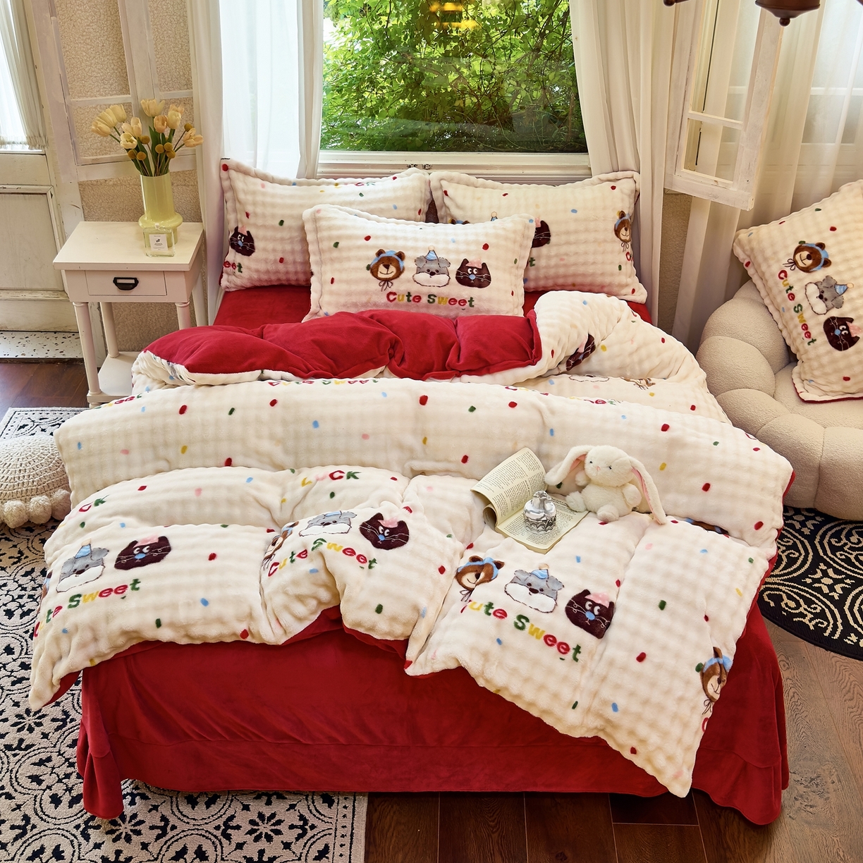 91家纺网 家纺一手货源 找家纺 梦莱斯 2025秋冬新款高克重牛奶绒四件套 狗狗伙伴