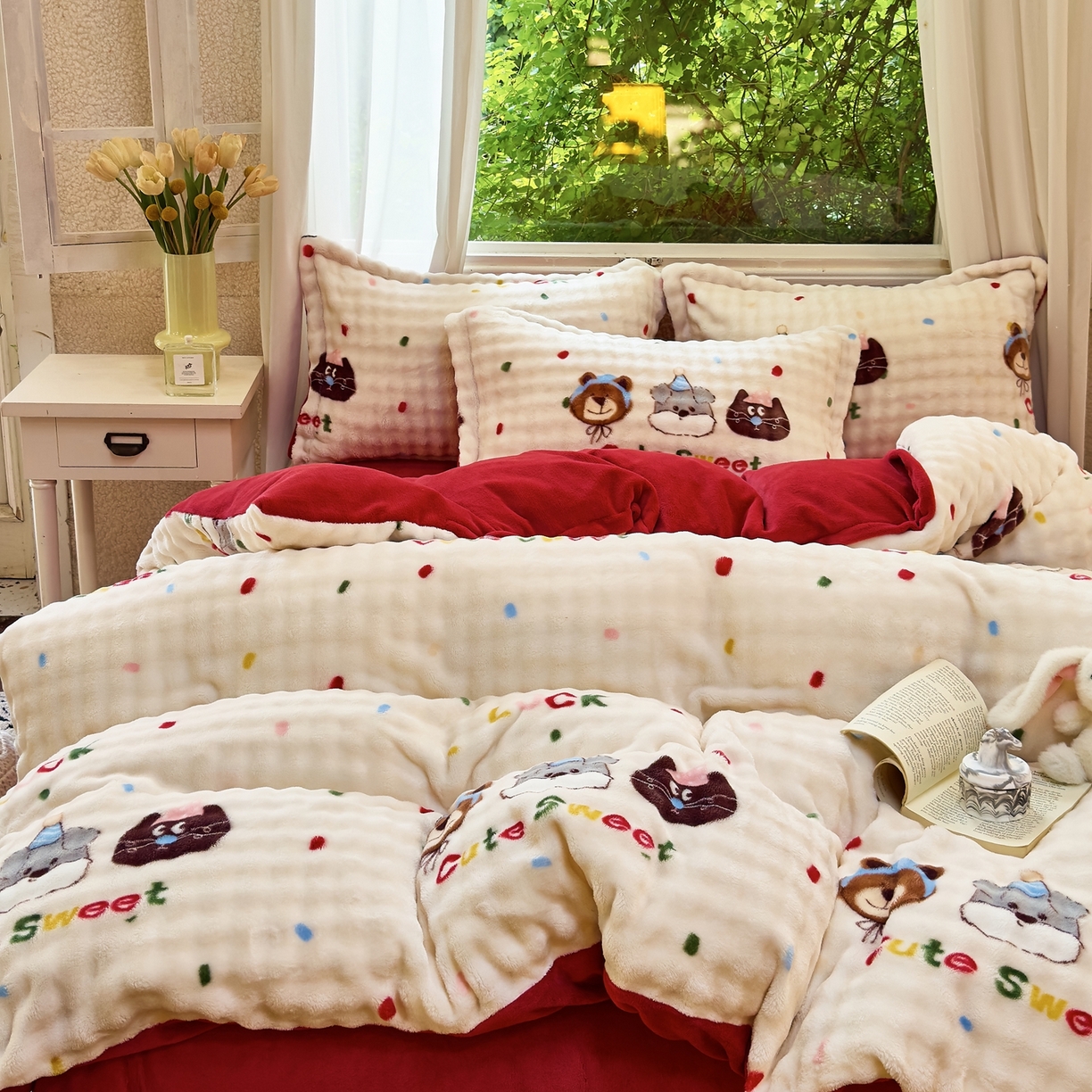 91家纺网 家纺一手货源 找家纺 梦莱斯 2025秋冬新款高克重牛奶绒四件套 狗狗伙伴